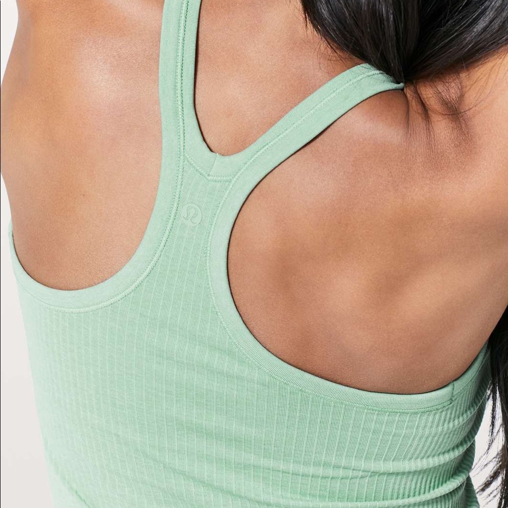 LULULEMON EBB TO STREET BRA TANK TOP OPAL GREEN